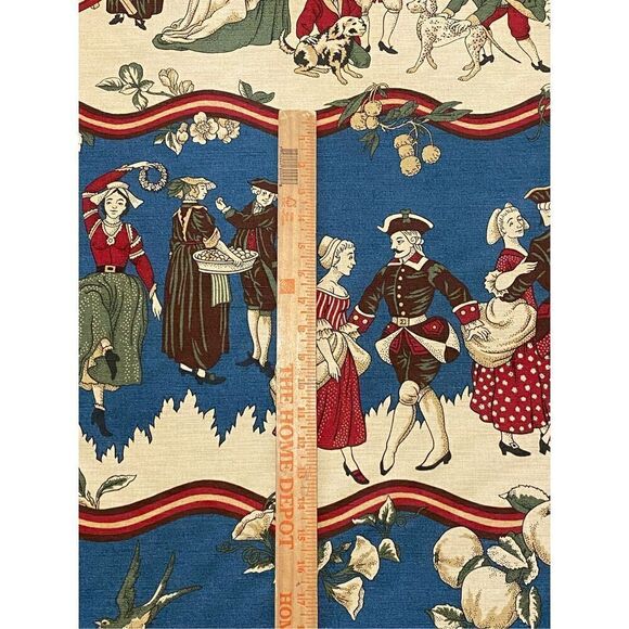 Brunschwig & Fils FABRIC Stanwich Festival HAND PRINT Colonial American Patriot - Picture 5 of 10